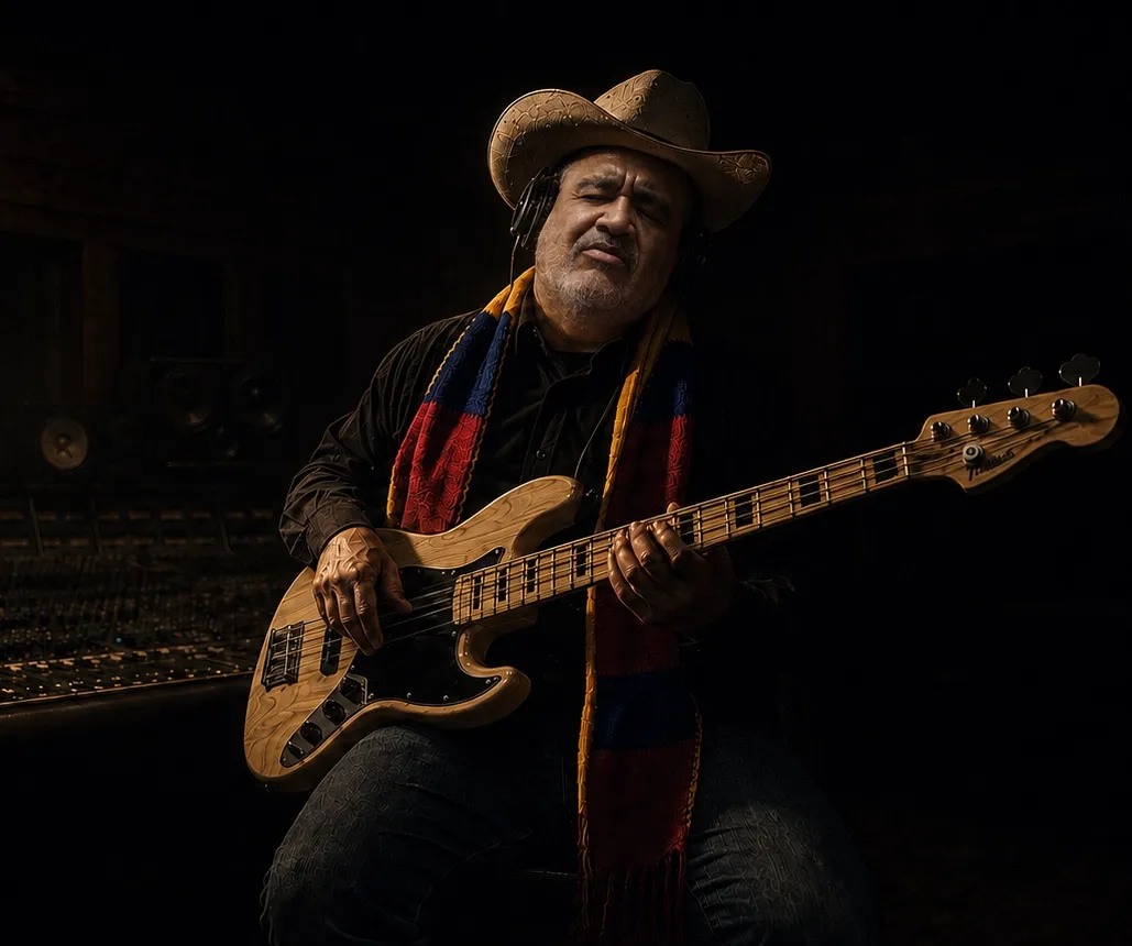 Gailabi Jiménez interpretando el bajo eléctrico